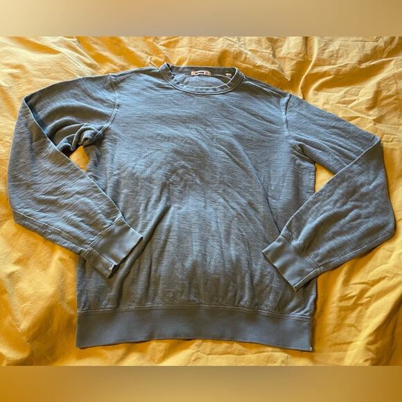 Buck Mason Minimalist Sea-foam Green Mens Crew Neck Long Sleeve Cozy Tee Small - Picture 1 of 8